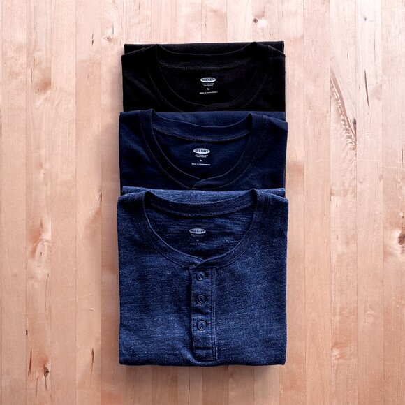 Three Old Navy Cassic Henley T-Shirt Bundle Mens Medium - Picture 1 of 3